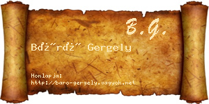 Báró Gergely névjegykártya